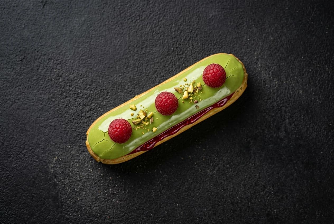 Éclair Pistache × Framboise